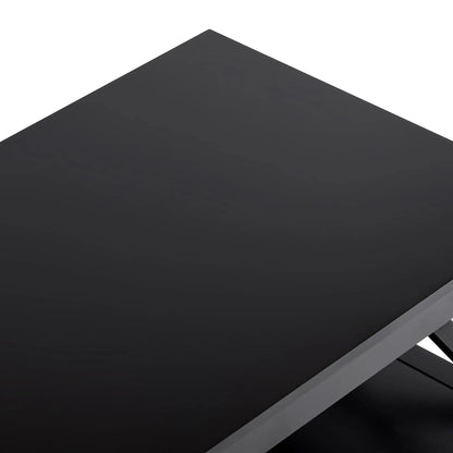 Black Wood Coffee Table with Thick Legs and Storage for Living Room ChooChoo