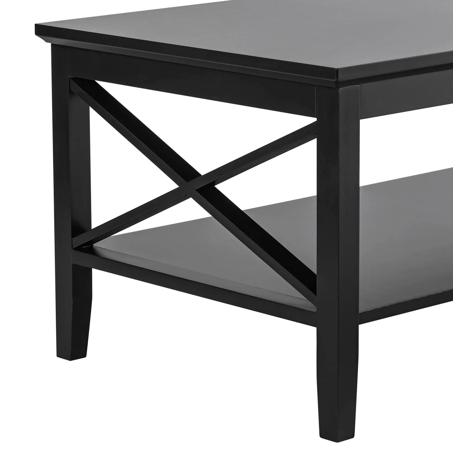 Black Wood Coffee Table with Thick Legs and Storage for Living Room ChooChoo