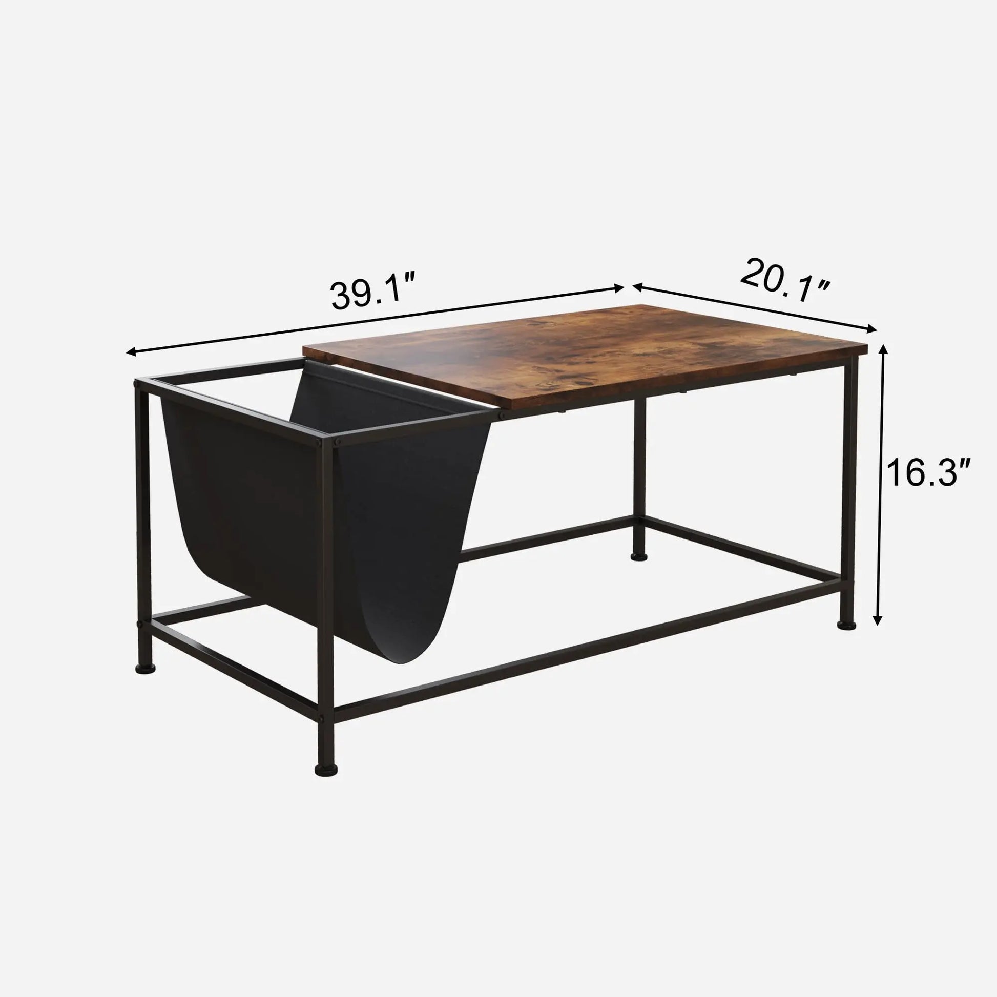 Brown Rectangle Wood and Metal Coffee Table with Storage Shelf for Small Living Rooms - Ruche Bee
