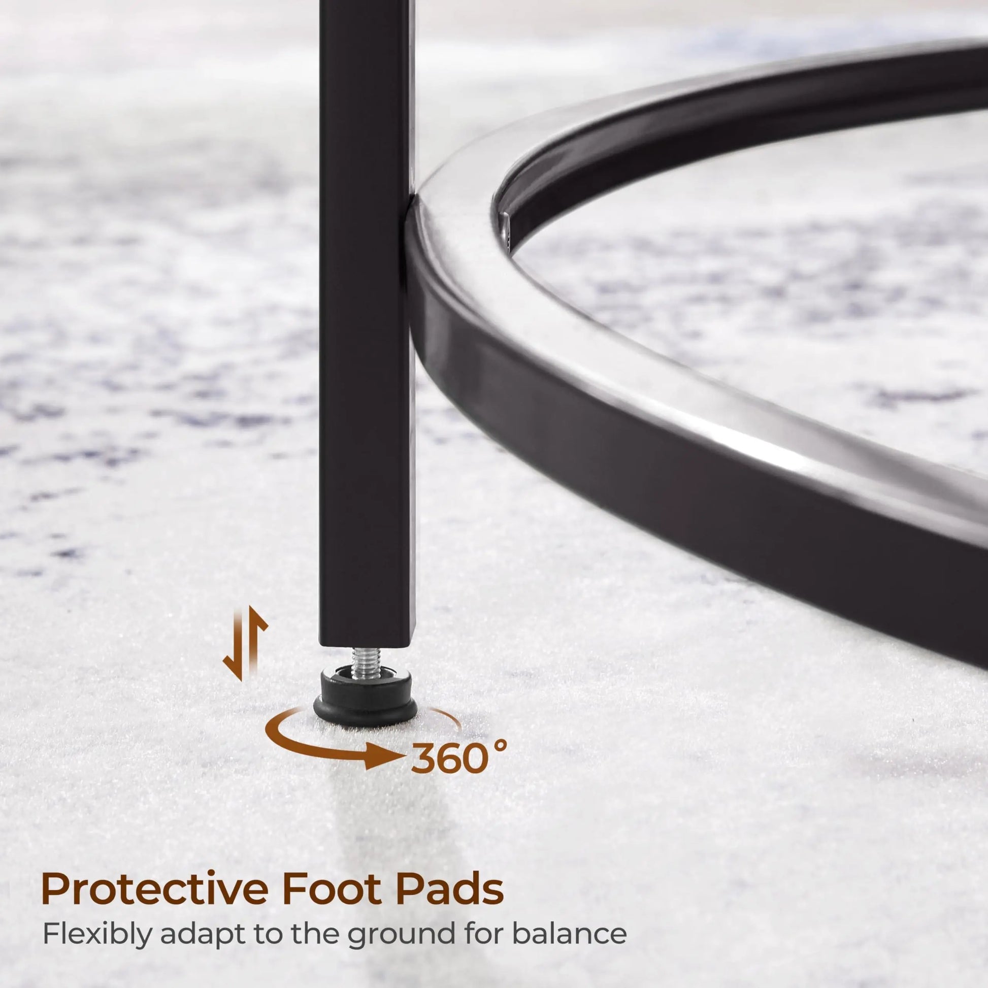 27.6" Round Glass Coffee Table with Black Metal Frame for Living Room, Office, or Apartment - Ruche Bee