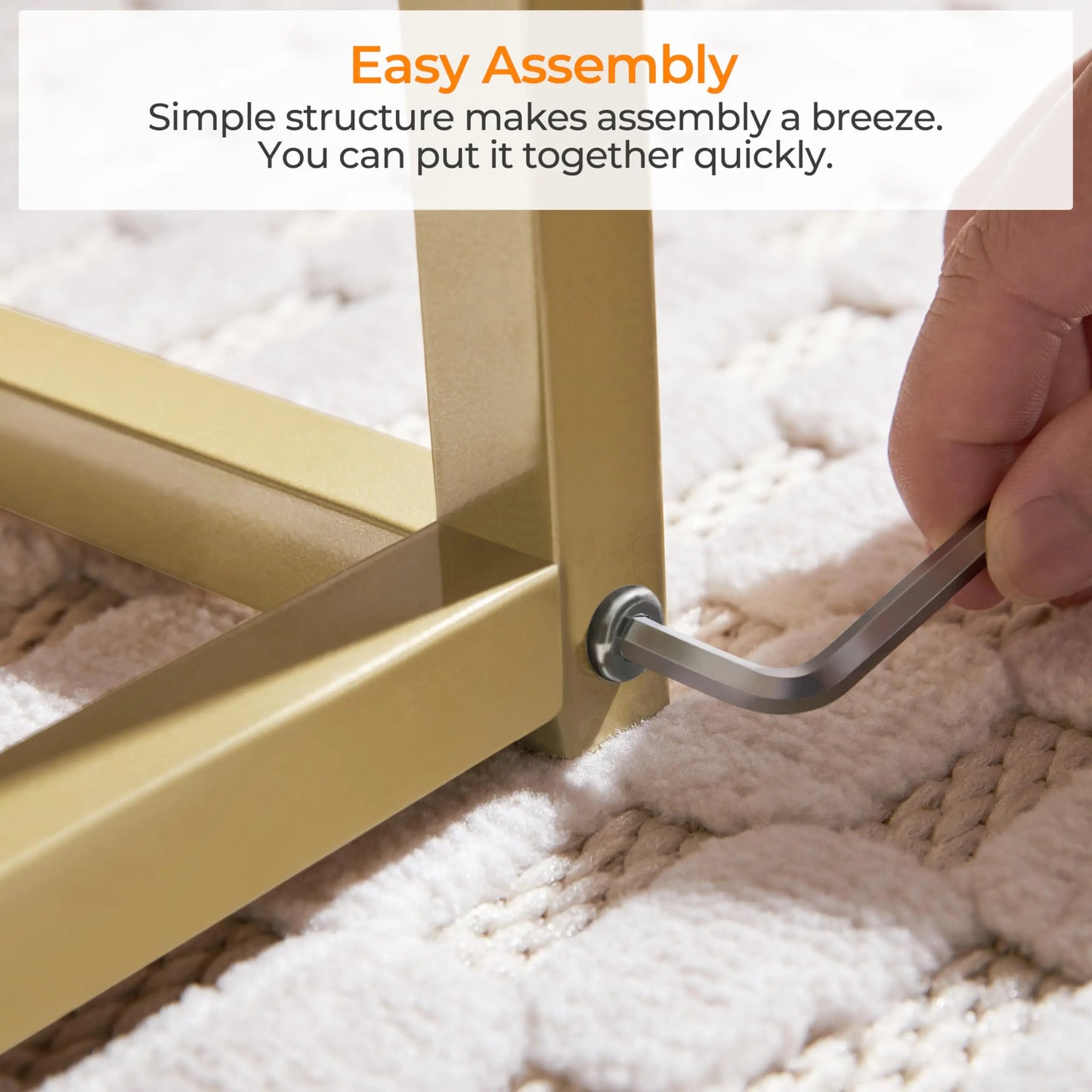 42" Rectangular Glass Coffee Table with Gold Metal Frame, 2-Tier Center Table for Living Room, Office, or Small Spaces Yaheetech