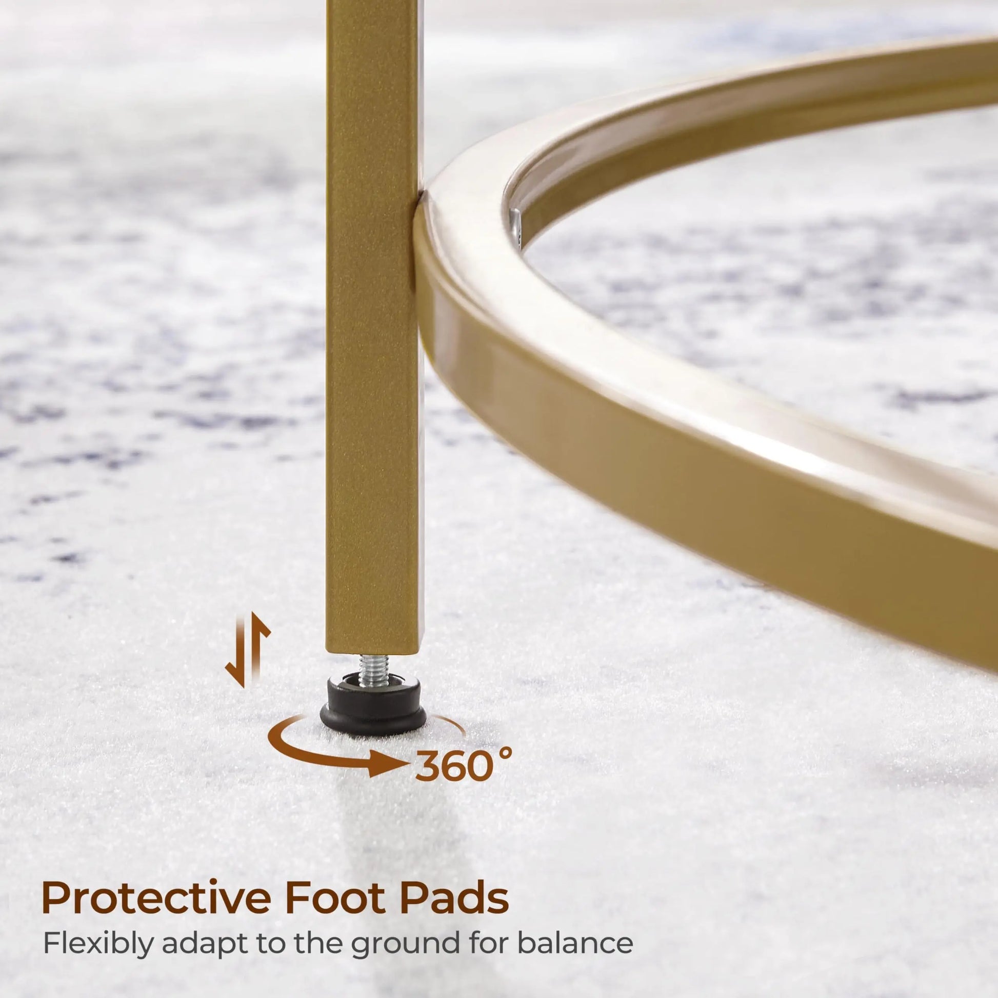 27.6" Round Glass Coffee Table with Gold Metal Frame for Living Room, Office, or Apartment - Ruche Bee