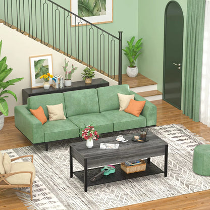 Lift Top Coffee Table with Storage Shelf and Hidden Compartment, Modern Wood and Metal Table for Living Room, Black Oak Homieasy